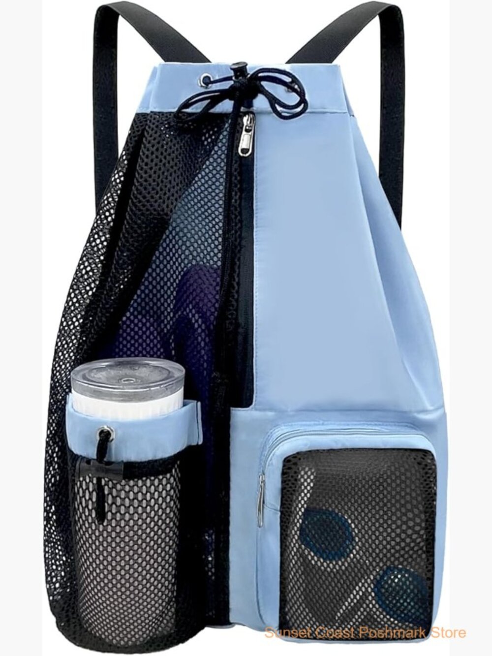 Waterproof Mesh Beach Backpack with Wet Pocket Drawstring Sport Bag